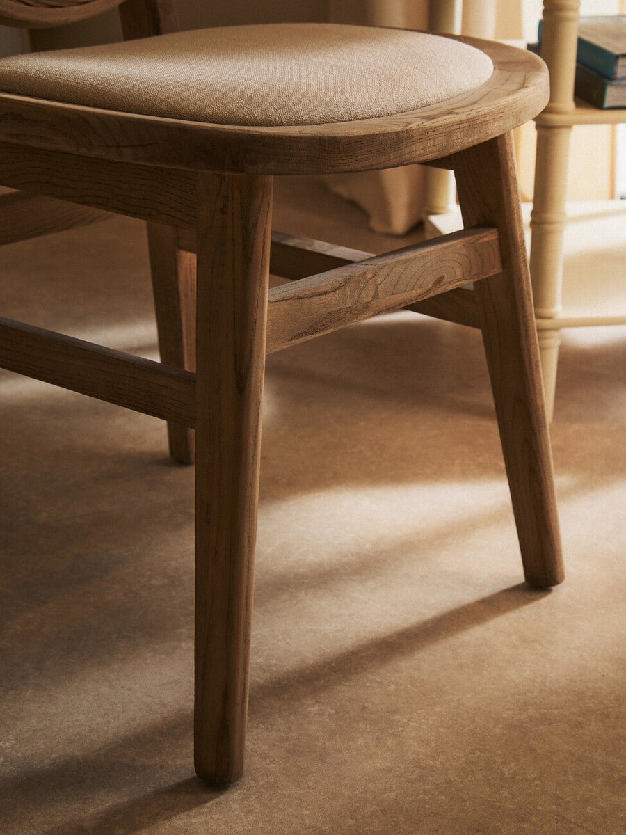 Cebu Beige Fabric and White Wash Elm Wood Dining Chair - Joe’s Haven