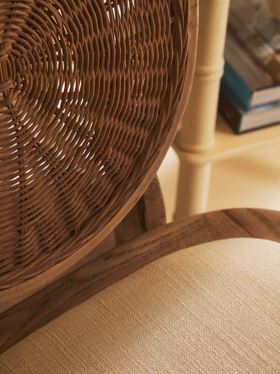 Cebu Beige Fabric and White Wash Elm Wood Dining Chair - Joe’s Haven