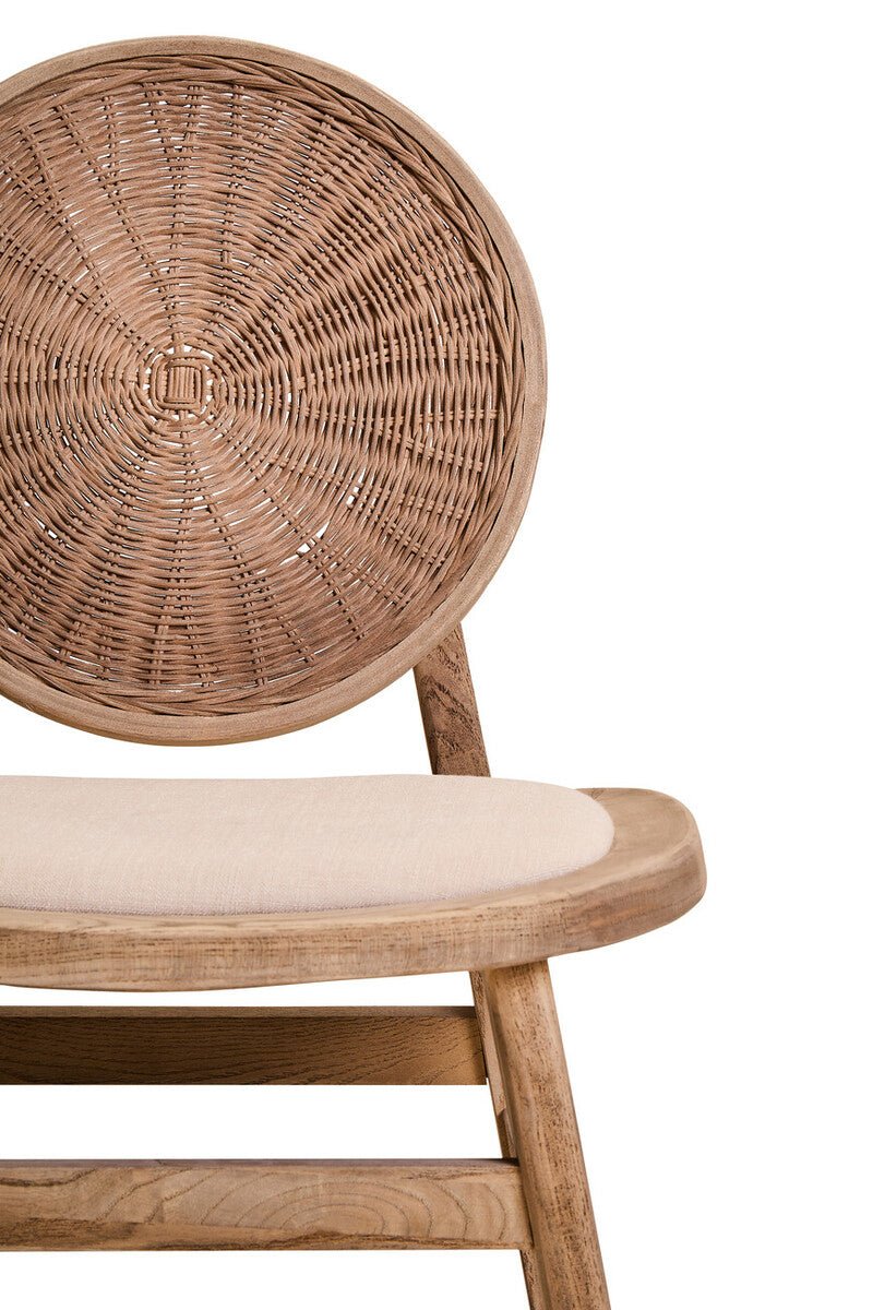 Cebu Beige Fabric and White Wash Elm Wood Dining Chair - Joe’s Haven