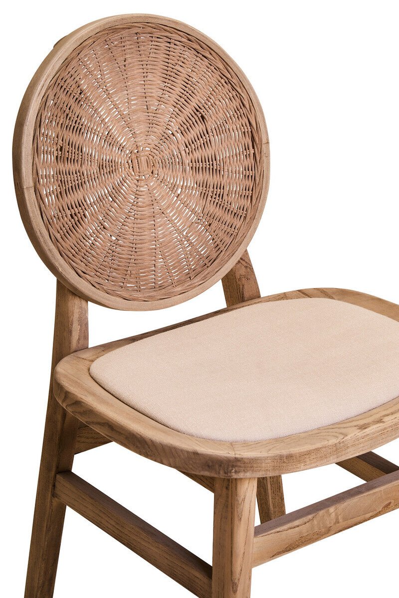 Cebu Beige Fabric and White Wash Elm Wood Dining Chair - Joe’s Haven