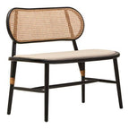 Cebu Natural Cane Bench with Black Elm Wood Frame - Joe’s Haven