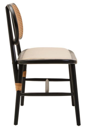 Cebu Natural Cane Bench with Black Elm Wood Frame - Joe’s Haven