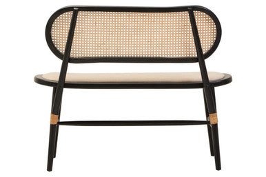 Cebu Natural Cane Bench with Black Elm Wood Frame - Joe’s Haven