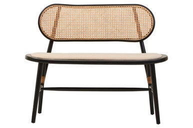 Cebu Natural Cane Bench with Black Elm Wood Frame - Joe’s Haven