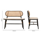 Cebu Natural Cane Bench with Black Elm Wood Frame - Joe’s Haven