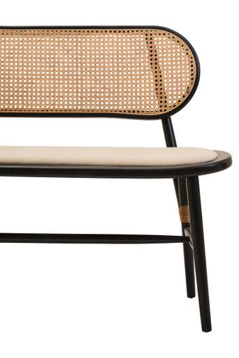 Cebu Natural Cane Bench with Black Elm Wood Frame - Joe’s Haven