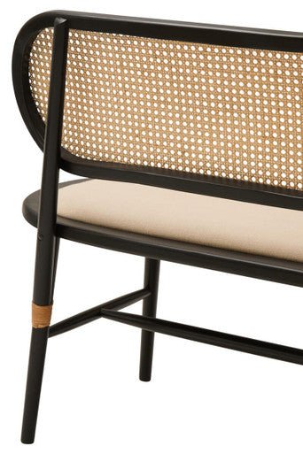 Cebu Natural Cane Bench with Black Elm Wood Frame - Joe’s Haven