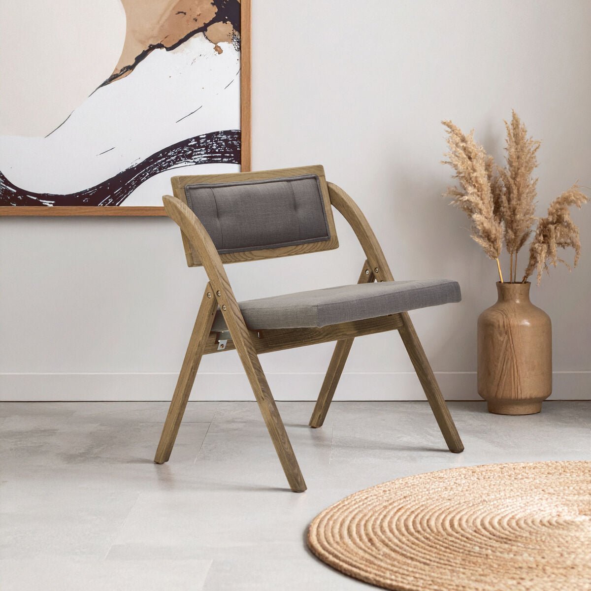 Cebu Grey and Black Elm Wood Folding Chair - Joe’s Haven