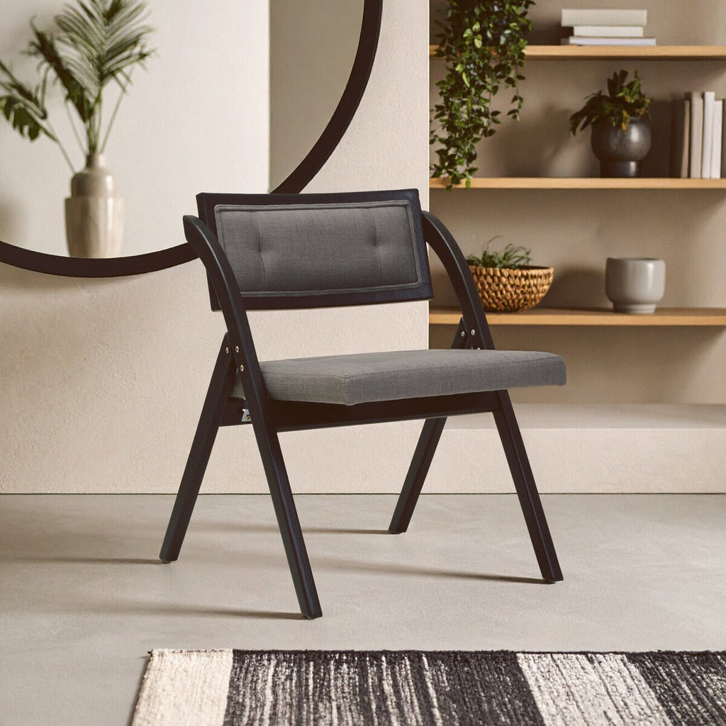 Cebu Grey and Black Elm Wood Folding Chair - Joe’s Haven
