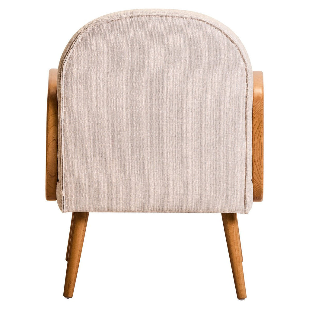 Cebu Ivory Fabric and Cane Chair with Elm Wood Legs - Joe’s Haven