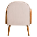 Cebu Ivory Fabric and Cane Chair with Elm Wood Legs - Joe’s Haven