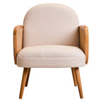 Cebu Ivory Fabric and Cane Chair with Elm Wood Legs - Joe’s Haven