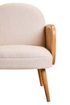 Cebu Ivory Fabric and Cane Chair with Elm Wood Legs - Joe’s Haven