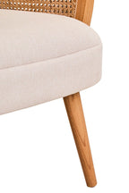 Cebu Ivory Fabric and Cane Chair with Elm Wood Legs - Joe’s Haven