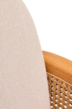 Cebu Ivory Fabric and Cane Chair with Elm Wood Legs - Joe’s Haven
