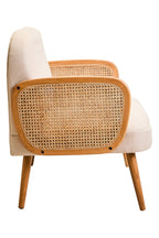 Cebu Ivory Fabric and Cane 2 Seat Sofa with Elm Wood Legs - Joe’s Haven