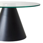 Clear Glass Round Top Coffee Table with Black Conical Metal Base, Azalea - Joe’s Haven