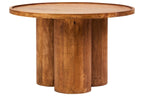 Natural Mango Wood Coffee Table with Column Base and Rounded Top, Walsa - Joe’s Haven