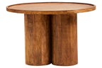 Natural Mango Wood Coffee Table with Column Base and Rounded Top, Walsa - Joe’s Haven