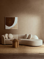 Natural Mango Wood Coffee Table with Column Base and Rounded Top, Walsa - Joe’s Haven