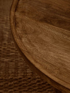 Natural Mango Wood Coffee Table with Column Base and Rounded Top, Walsa - Joe’s Haven