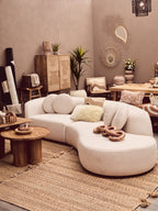 Natural Mango Wood Coffee Table with Column Base and Rounded Top, Walsa - Joe’s Haven