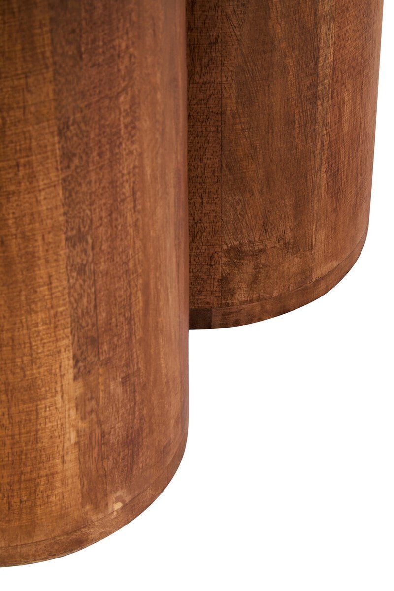 Natural Mango Wood Coffee Table with Column Base and Rounded Top, Walsa - Joe’s Haven