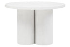Whitewash Mango Wood Coffee Table with Column Base and Rounded Top, Walsa - Joe’s Haven