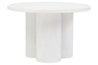 Whitewash Mango Wood Coffee Table with Column Base and Rounded Top, Walsa - Joe’s Haven