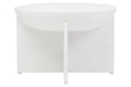 Whitewash Mango Wood Round Coffee Table with Cut - Out Pedestal Base, Walsa - Joe’s Haven