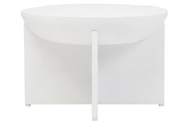 Whitewash Mango Wood Round Coffee Table with Cut - Out Pedestal Base, Walsa - Joe’s Haven