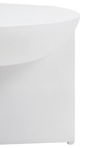 Whitewash Mango Wood Round Coffee Table with Cut - Out Pedestal Base, Walsa - Joe’s Haven