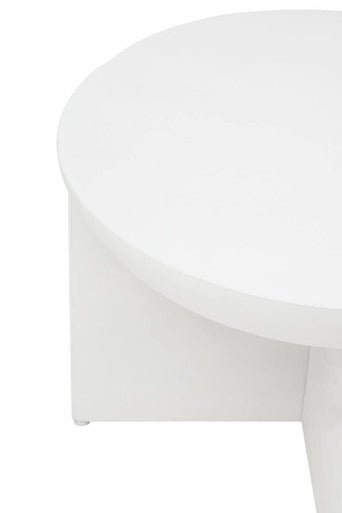 Whitewash Mango Wood Round Coffee Table with Cut - Out Pedestal Base, Walsa - Joe’s Haven