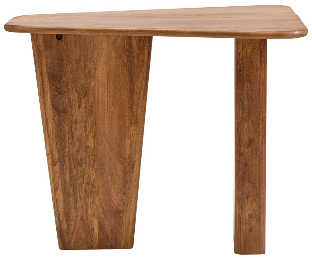 Natural Finish Mango Wood Pedestal Coffee Table with Ridged Base, Walsa - Joe’s Haven