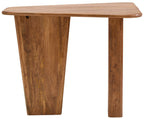 Natural Finish Mango Wood Pedestal Coffee Table with Ridged Base, Walsa - Joe’s Haven