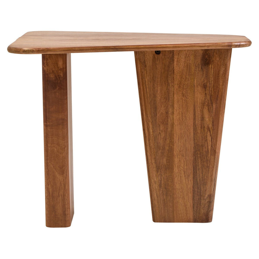 Natural Finish Mango Wood Pedestal Coffee Table with Ridged Base, Walsa - Joe’s Haven