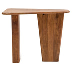 Natural Finish Mango Wood Pedestal Coffee Table with Ridged Base, Walsa - Joe’s Haven