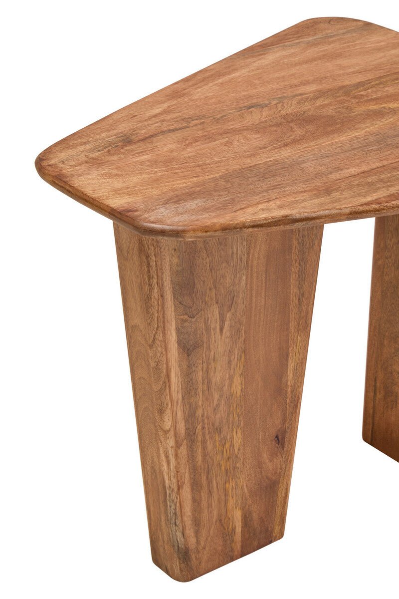 Natural Finish Mango Wood Pedestal Coffee Table with Ridged Base, Walsa - Joe’s Haven