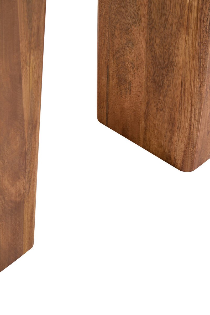 Natural Finish Mango Wood Pedestal Coffee Table with Ridged Base, Walsa - Joe’s Haven