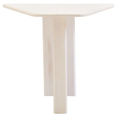 Whitewash Finish Mango Wood Pedestal Coffee Table with Ridged Base, Walsa - Joe’s Haven