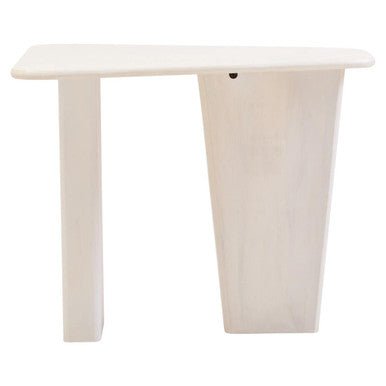 Whitewash Finish Mango Wood Pedestal Coffee Table with Ridged Base, Walsa - Joe’s Haven