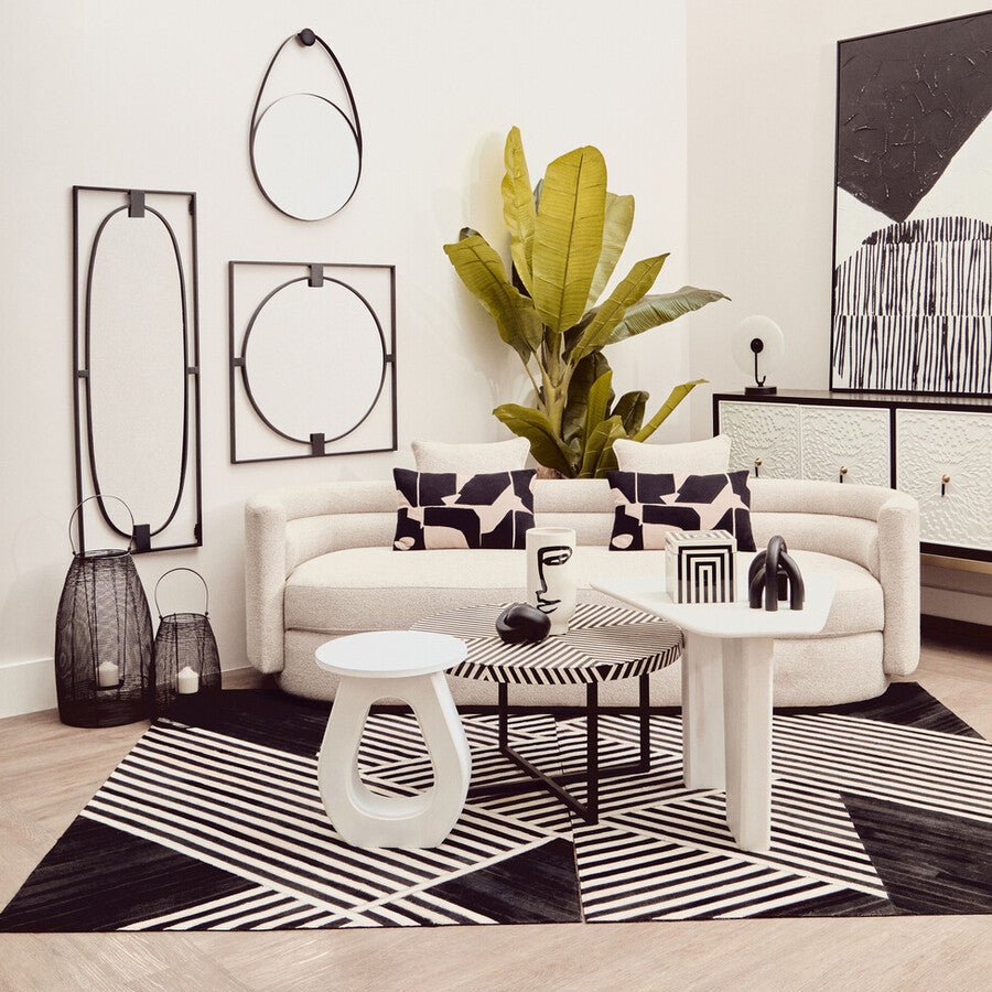 Whitewash Finish Mango Wood Pedestal Coffee Table with Ridged Base, Walsa - Joe’s Haven