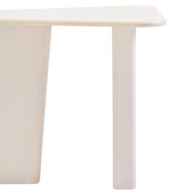 Whitewash Finish Mango Wood Pedestal Coffee Table with Ridged Base, Walsa - Joe’s Haven