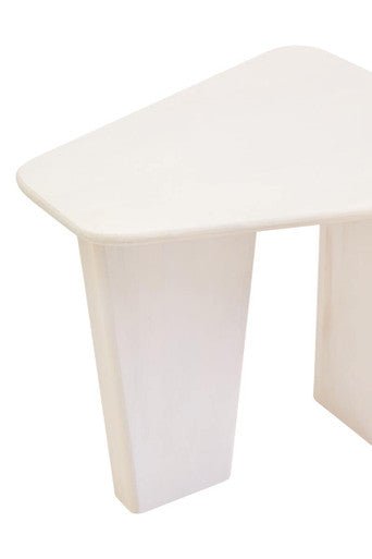 Whitewash Finish Mango Wood Pedestal Coffee Table with Ridged Base, Walsa - Joe’s Haven