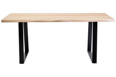 Natural Two - Tone Live Edge Mango Wood Dining Table with Black Metal Legs, Perdoba - Joe’s Haven