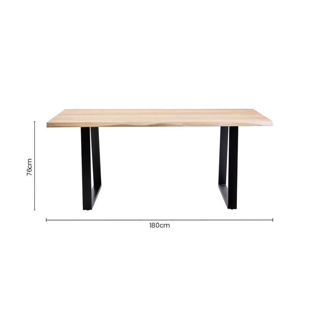 Natural Two - Tone Live Edge Mango Wood Dining Table with Black Metal Legs, Perdoba - Joe’s Haven