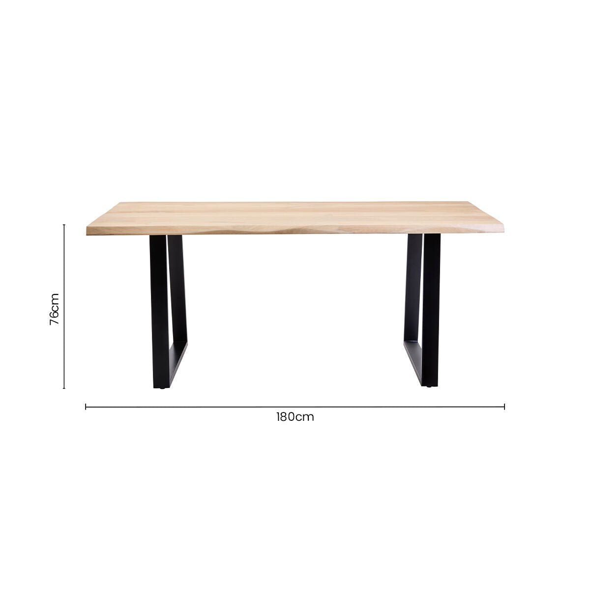Natural Two - Tone Live Edge Mango Wood Dining Table with Black Metal Legs, Perdoba - Joe’s Haven