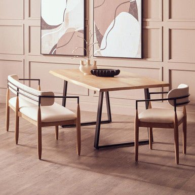 Natural Two - Tone Live Edge Mango Wood Dining Table with Black Metal Legs, Perdoba - Joe’s Haven