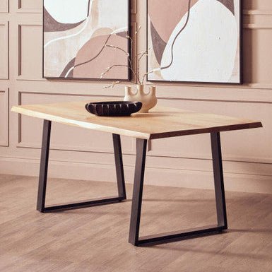 Natural Two - Tone Live Edge Mango Wood Dining Table with Black Metal Legs, Perdoba - Joe’s Haven