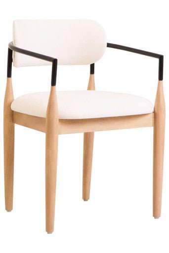 Persolo Texture Fabric Black Iron And Wood Frame Dining Chair - Joe’s Haven